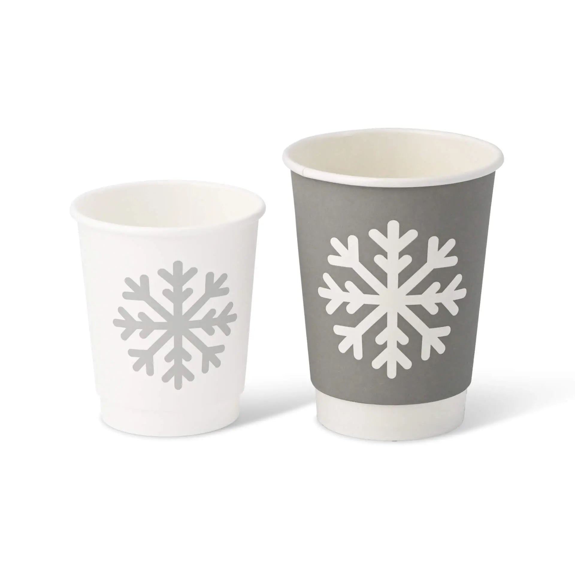 12 oz Paper cup double-walled Winter "Snowflake", Ø 90 mm, grey