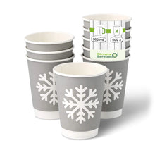 12 oz Paper cup double-walled Winter "Snowflake", Ø 90 mm, grey