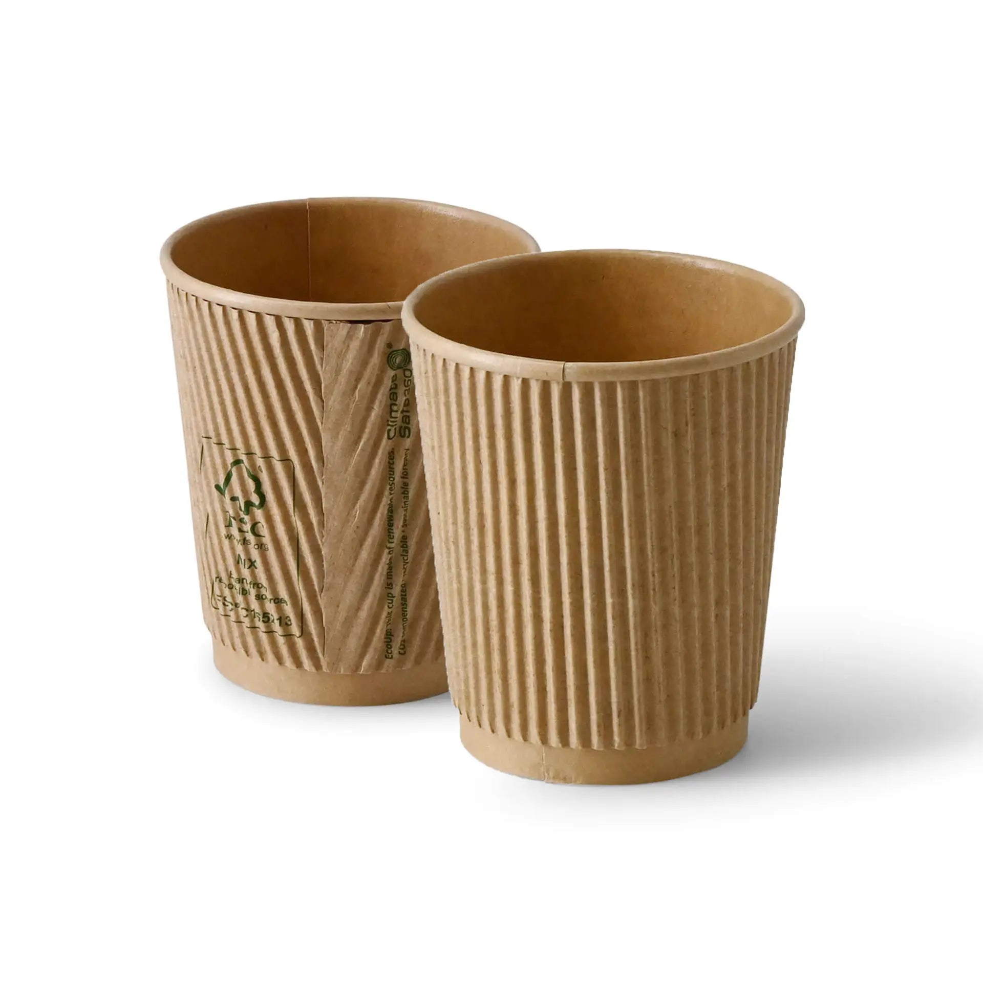 Riffelbecher / Kaffee to go Becher 200 ml / 8 oz, Ø 80 mm, braun