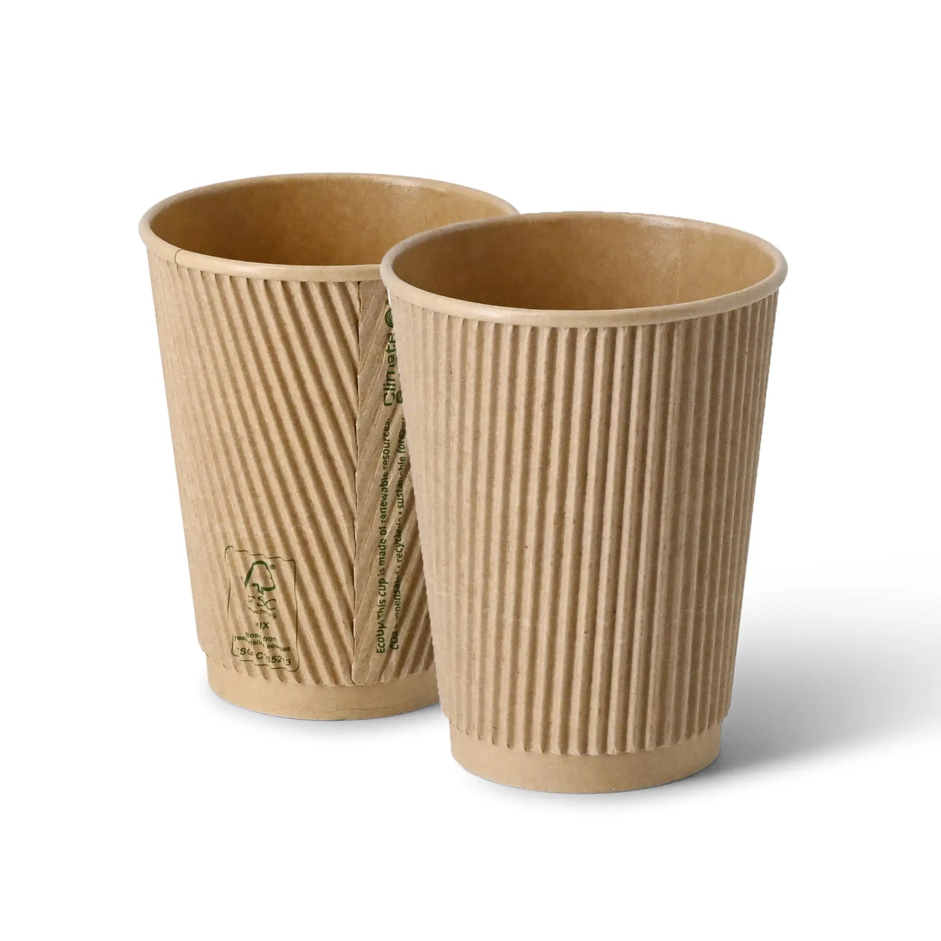 Riffelbecher / Kaffee to go Becher 300 ml / 12 oz, Ø 90 mm, braun