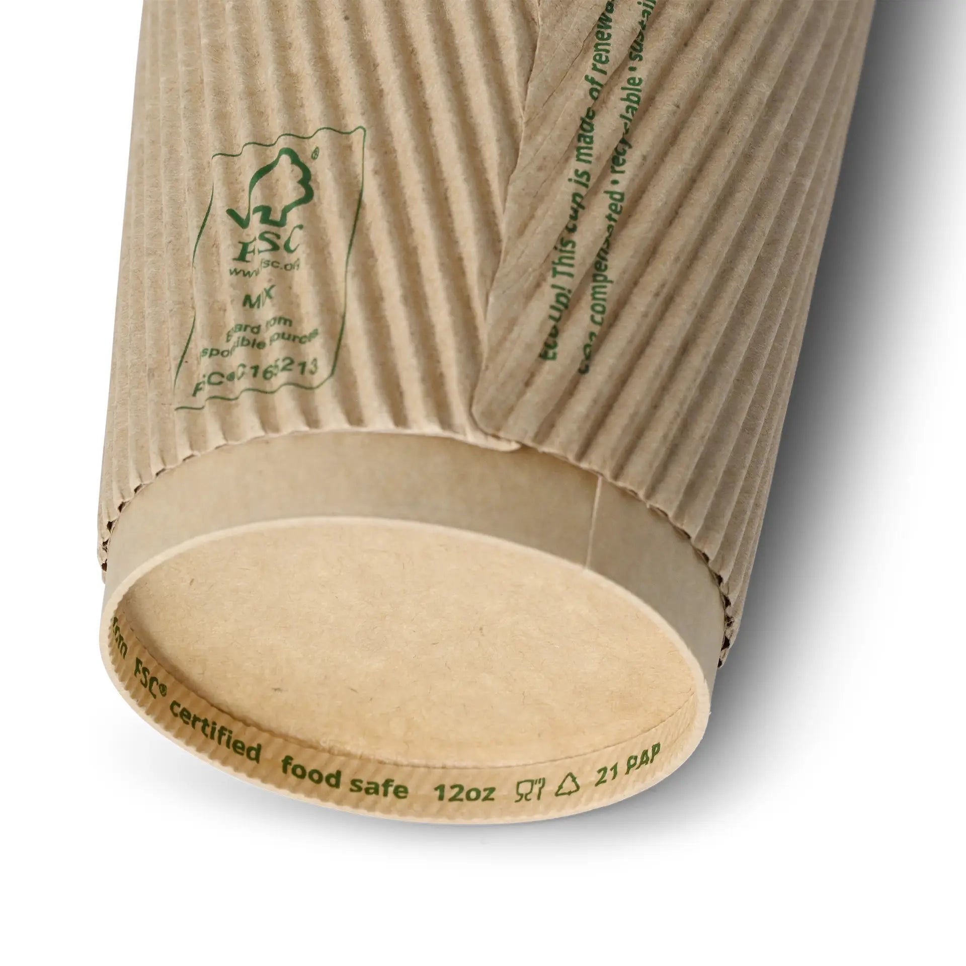 Riffelbecher / Kaffee to go Becher 300 ml / 12 oz, Ø 90 mm, braun