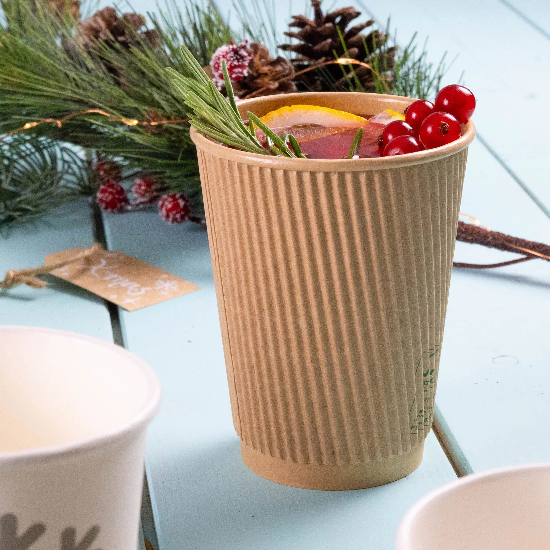 12 oz Takeaway coffee cups / Ripple cups, Ø 90 mm, kraft