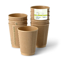 12 oz Takeaway coffee cups / Ripple cups, Ø 90 mm, kraft
