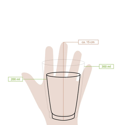 Kaffee to go Becher, 200 ml / 8 oz, Ø 80 mm, doppelwandig, braun / innen weiß, PLA-beschichtet