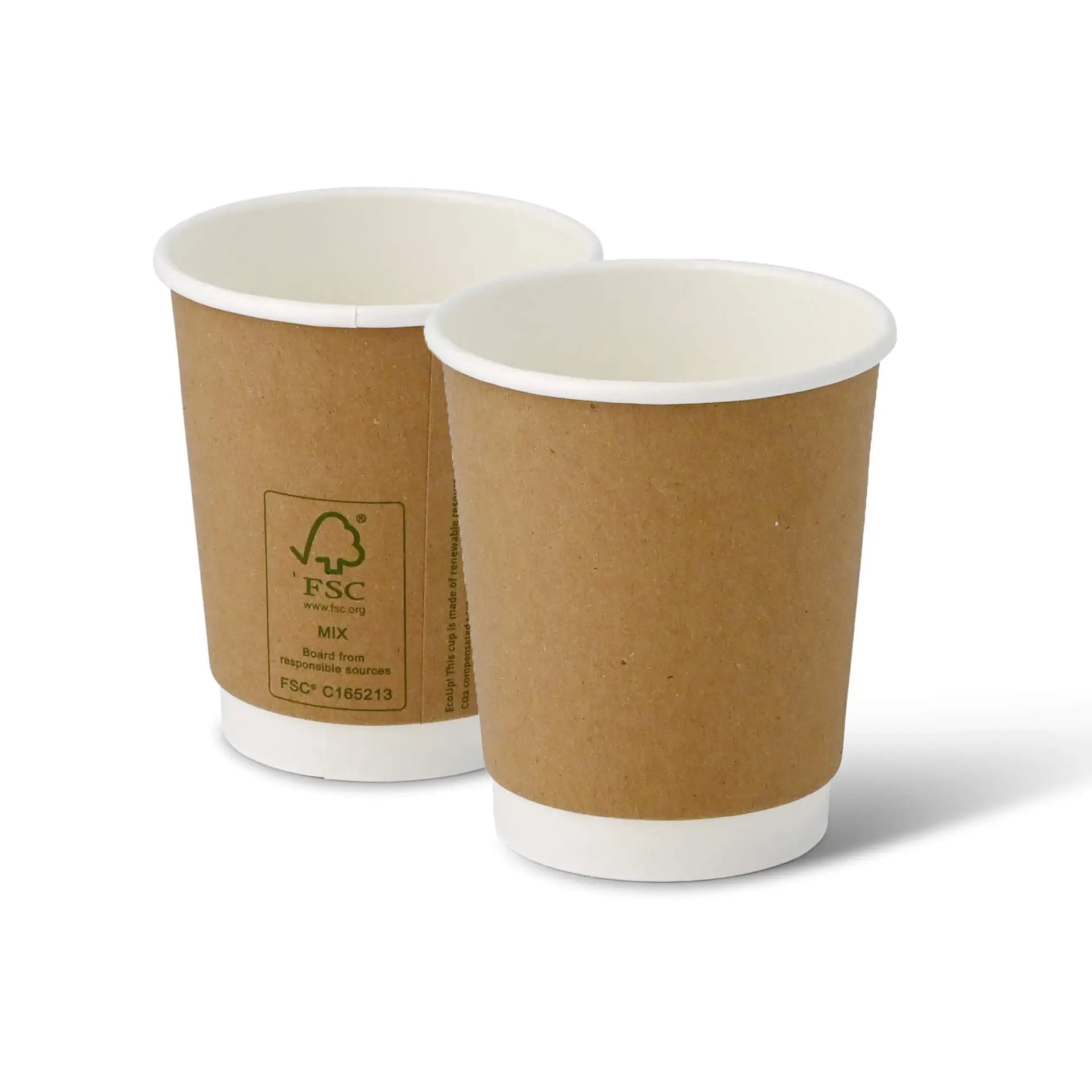 Coffee to go Becher aus Pappe, doppelwandig, 200 ml / 8 oz, Ø 80 mm, braun