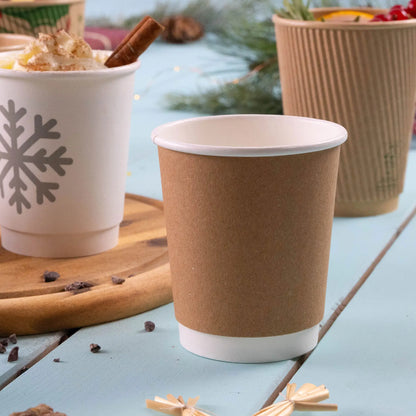 8 oz Takeaway coffee cups double wall, Ø 80 mm, kraft