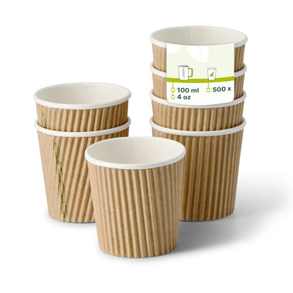 4 oz Takeaway coffee cups / Ripple cups, Ø 62 mm, kraft