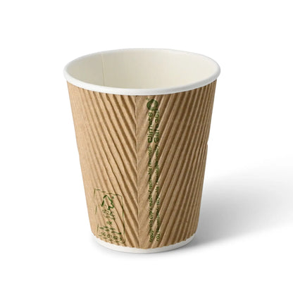 10 oz Takeaway coffee cups / Ripple cups, Ø 90 mm, kraft
