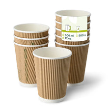12 oz Takeaway coffee cups / Ripple cups, Ø 90 mm, kraft