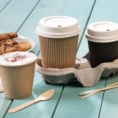 12 oz Takeaway coffee cups / Ripple cups, Ø 90 mm, kraft
