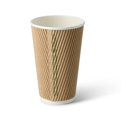 16 oz Takeaway coffee cups / Ripple cups, Ø 90 mm, kraft