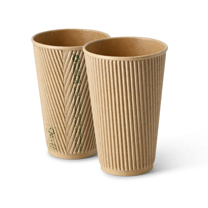 Riffelbecher / Kaffee to go Becher 400 ml / 16 oz, Ø 90 mm, braun