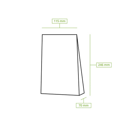 Blockbeutel m. Fenster M, 11,5 x 7 x 24,5 cm, PP-Folie, braun, Clipband, Kraftpapier