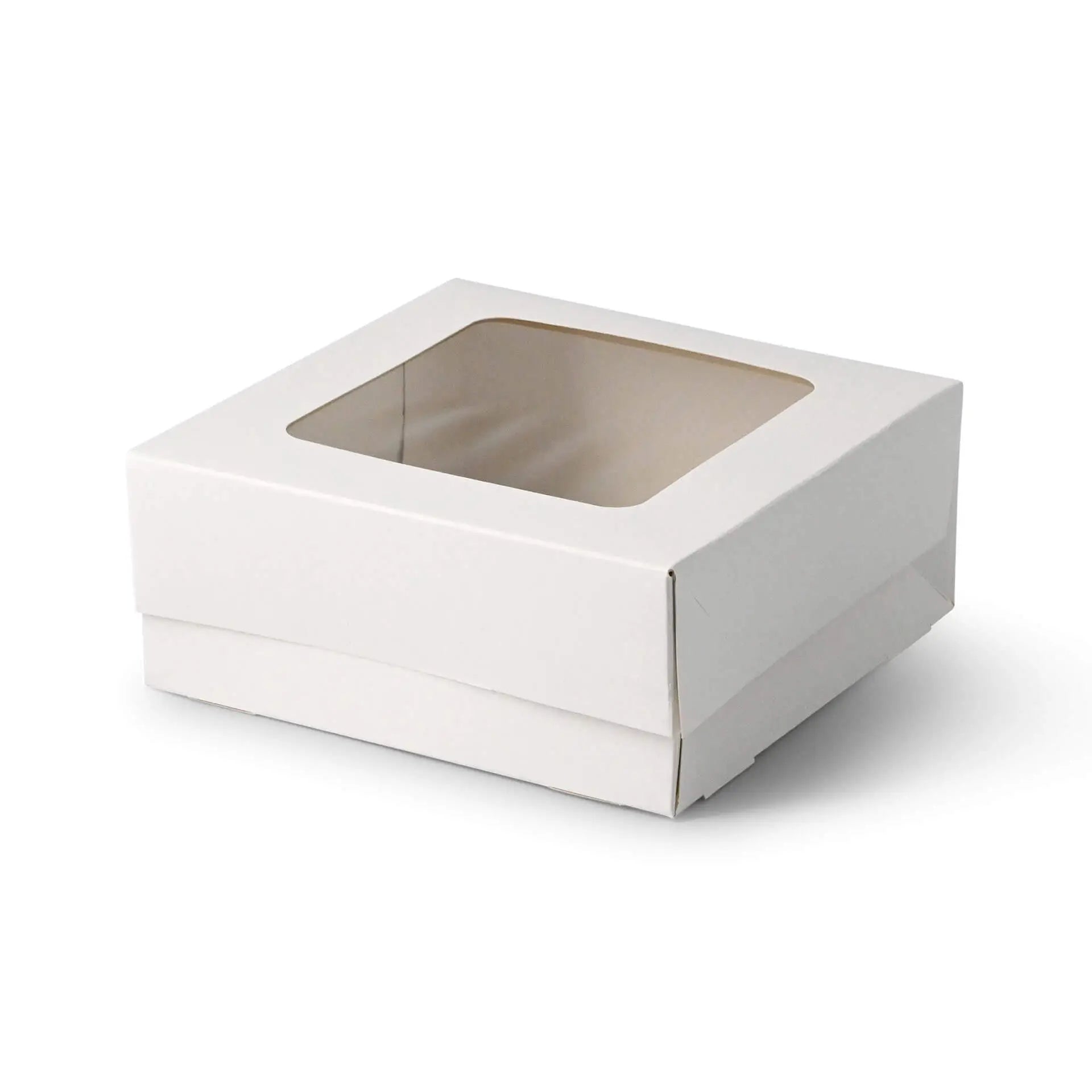 Pastry-boxes 18 x 18 x 7,5 cm, cellulose-window, white