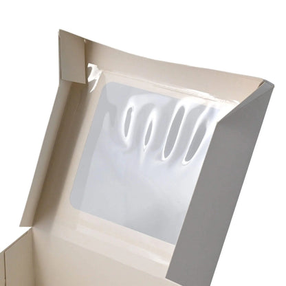 Pastry-boxes 18 x 18 x 7,5 cm, cellulose-window, white