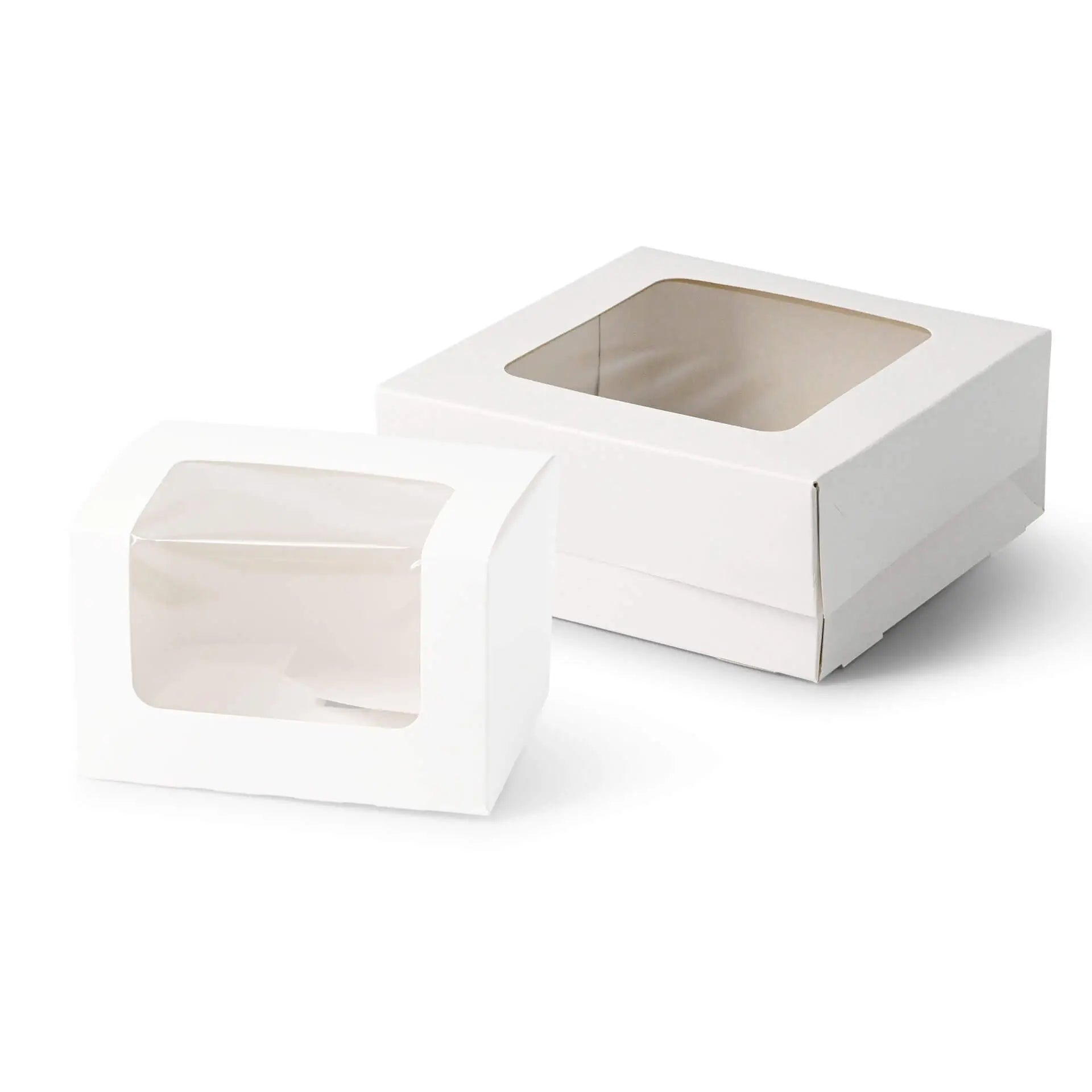 Pastry-boxes 18 x 18 x 7,5 cm, cellulose-window, white