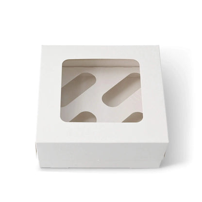 Cupcake boxes (4-pack), cellulose window, white