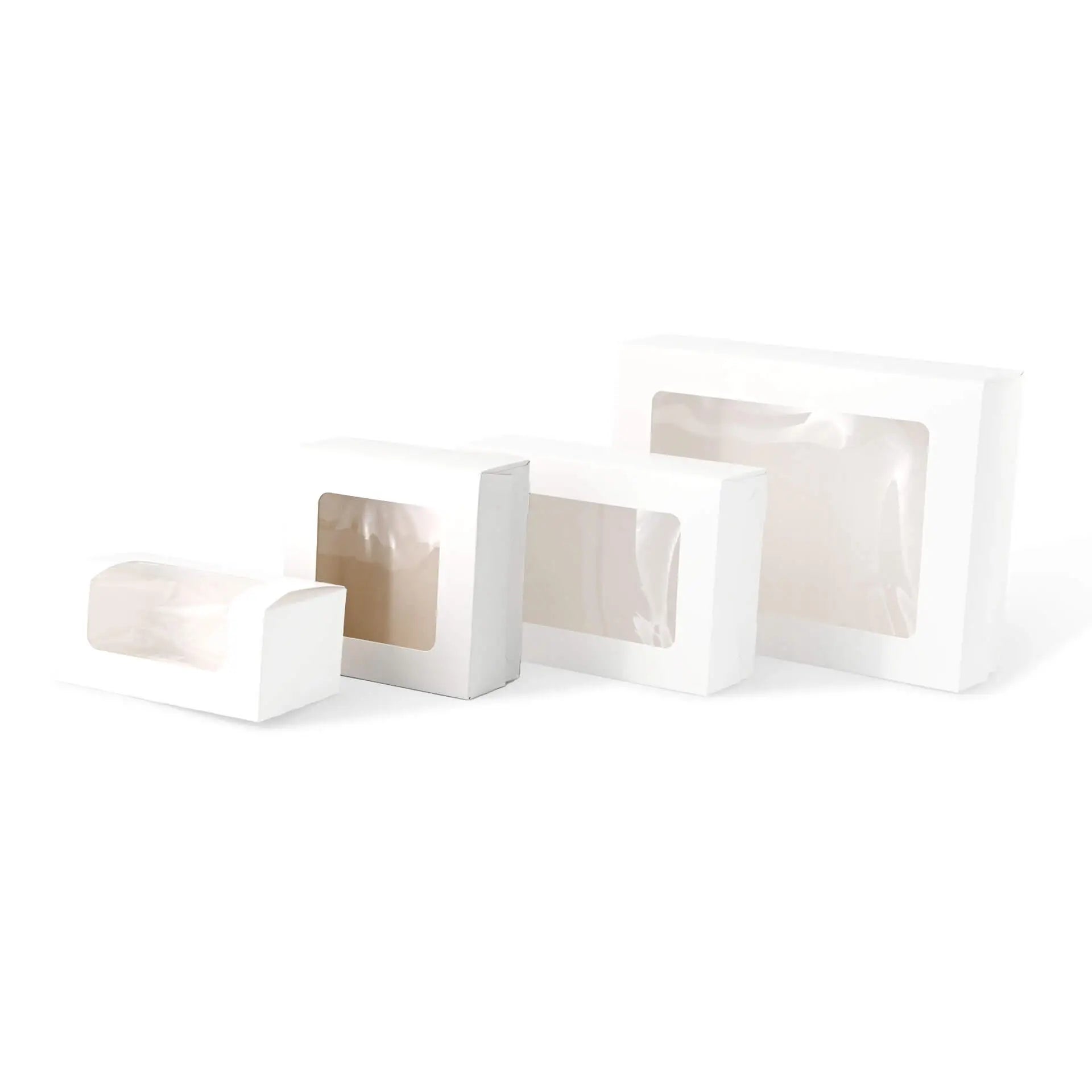 Cupcake boxes (4-pack), cellulose window, white
