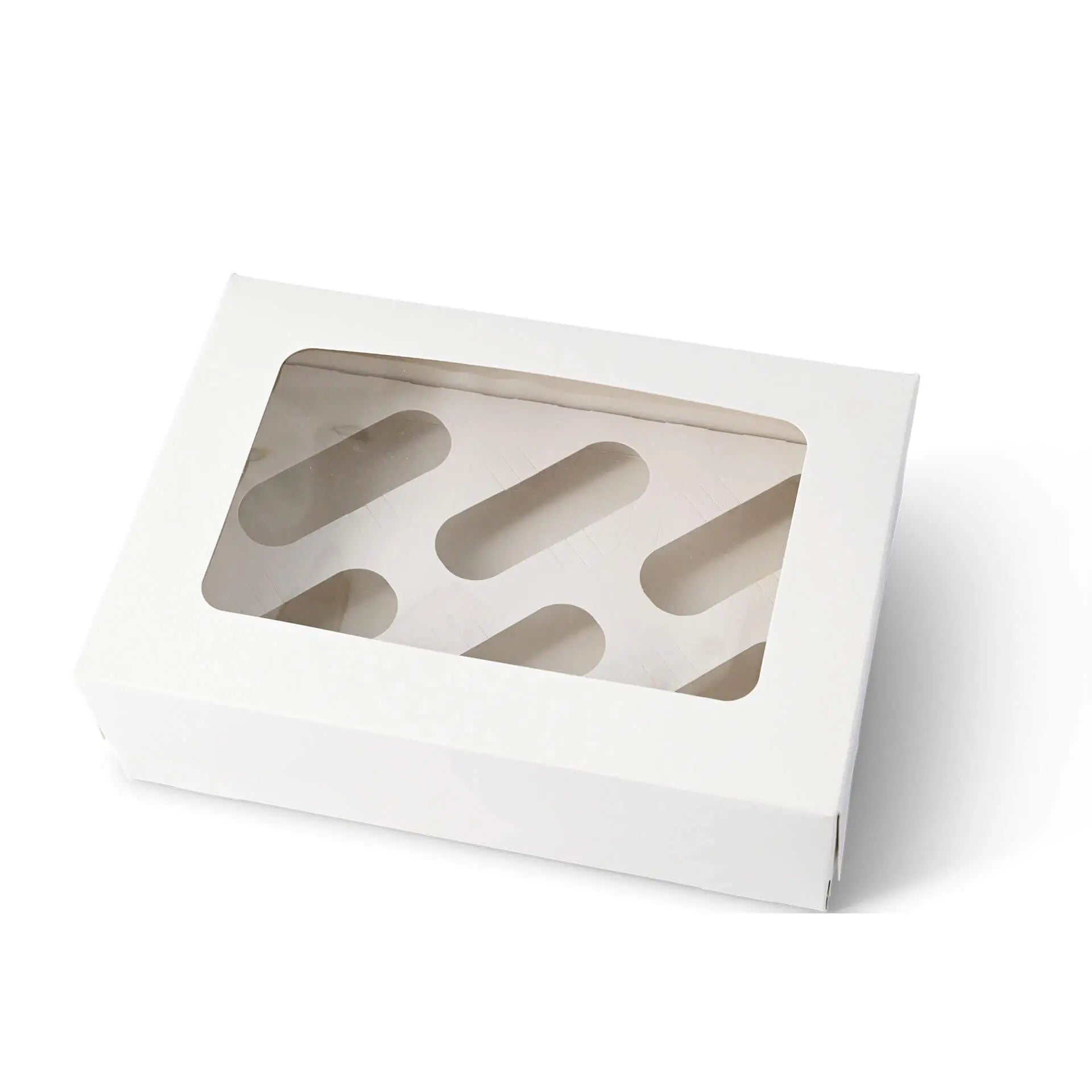 Cupcake Boxen (6er), Zellulose-Fenster, weiß