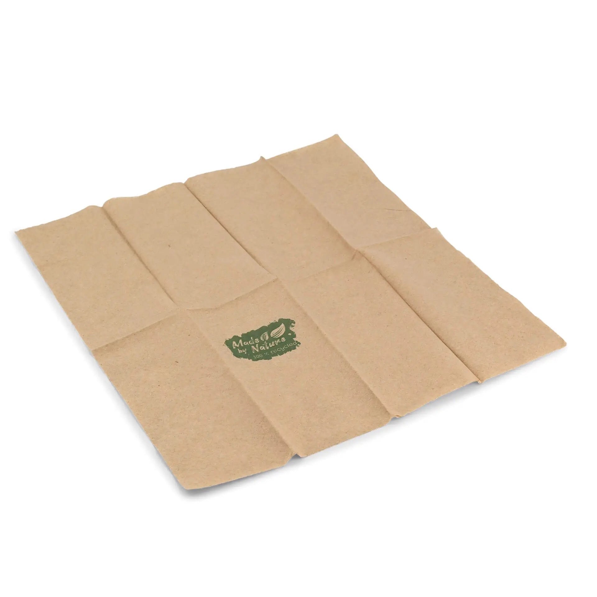 Servietten aus recyceltem Papier 32,5 x 32,5 cm, 2-lagig, 1/8 Falz, ungebleicht, "Made by Nature"