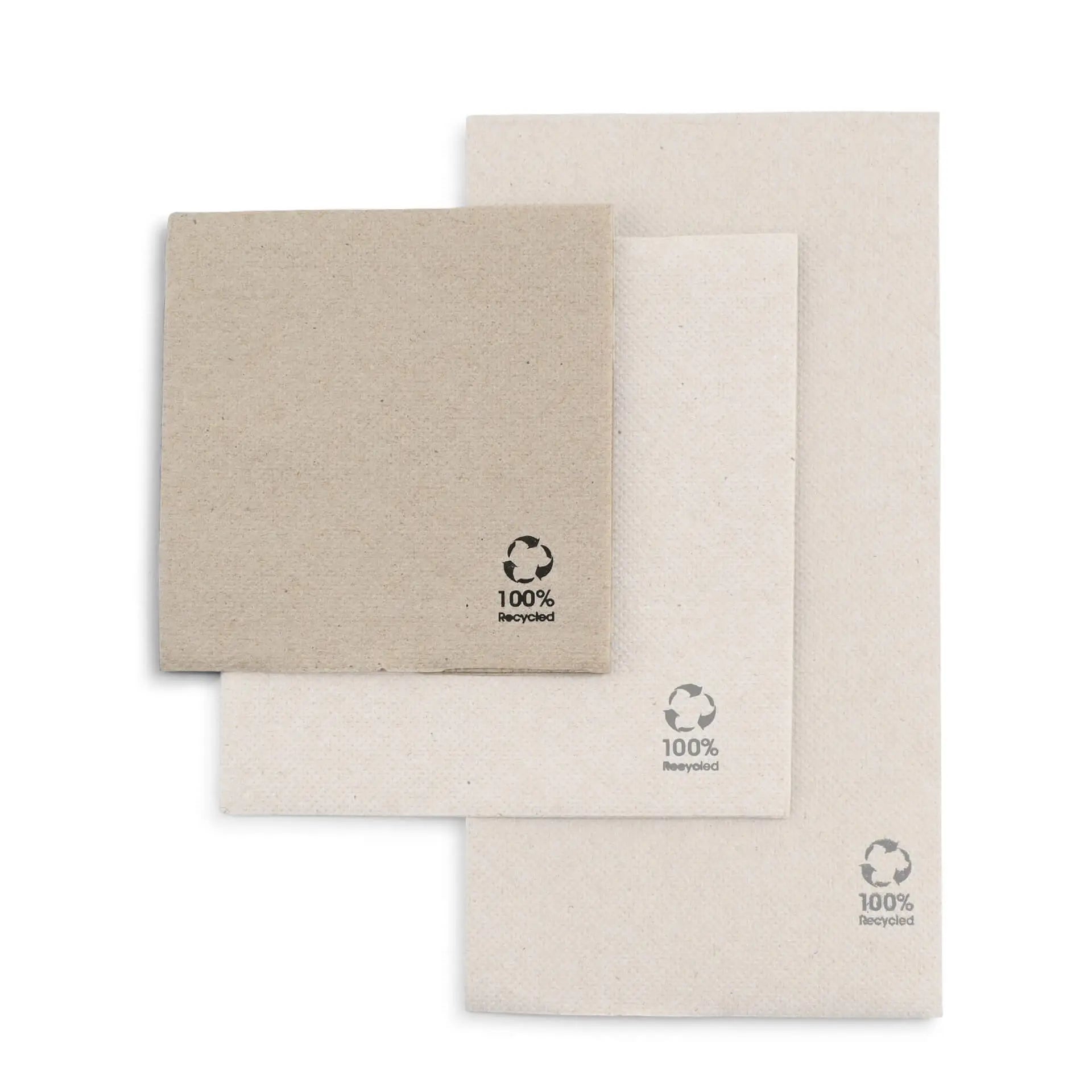Cocktail-Servietten aus recyceltem Papier (Premium) 20 x 20 cm, 2-lagig, 1/4 Falz, ungebleicht
