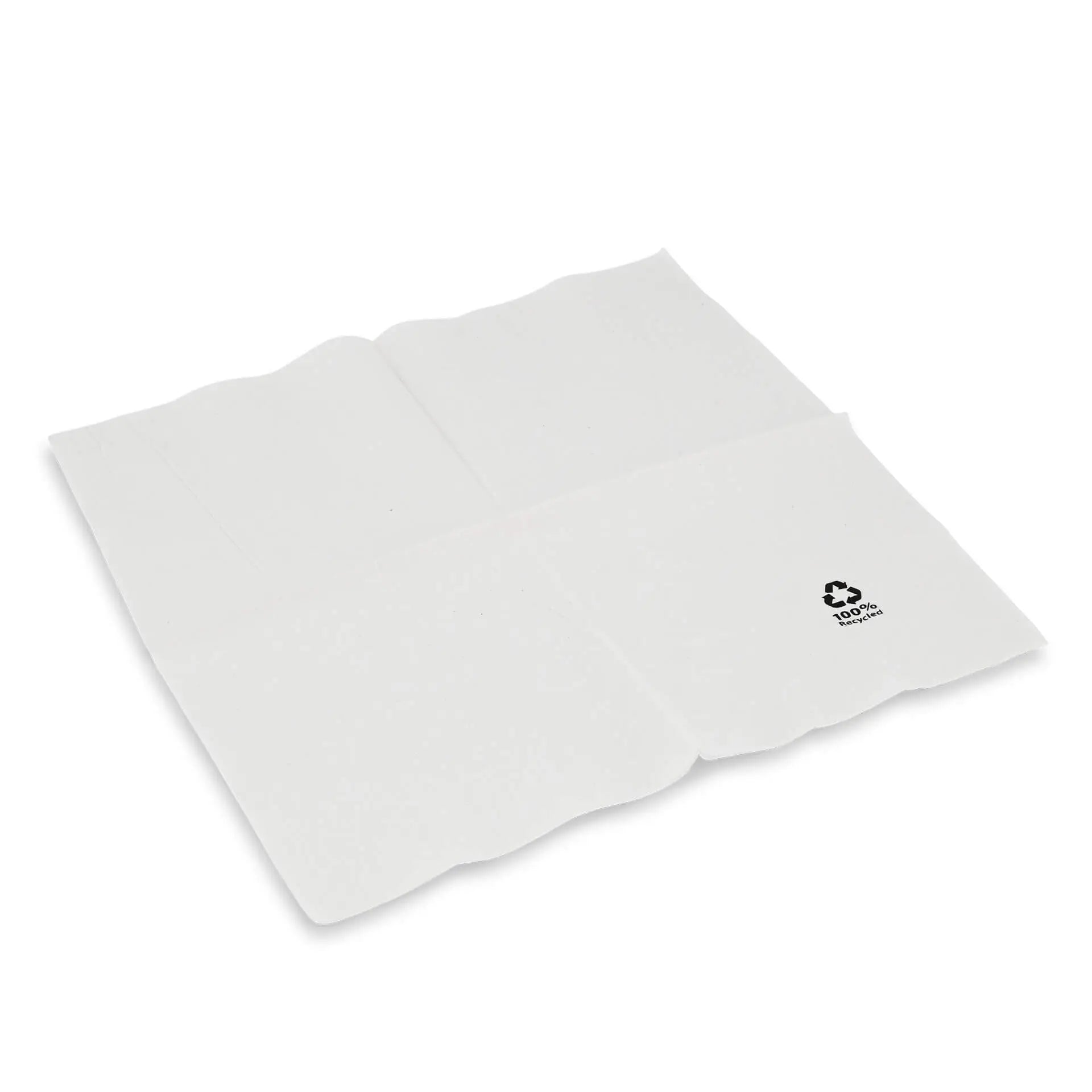 Cocktail-Servietten aus recyceltem Papier 24 x 24 cm, 2-lagig, ¼ Falz, weiß
