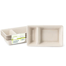 Sugarcane chip tray, 2 compartments, 12 x 20 x 3,5 cm