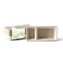 Bagasse chip tray, 2 compartments, 9.5 x 20 x 3.5 cm