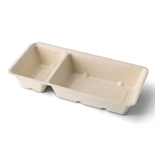 Bagasse chip tray, 2 compartments, 9.5 x 20 x 3.5 cm