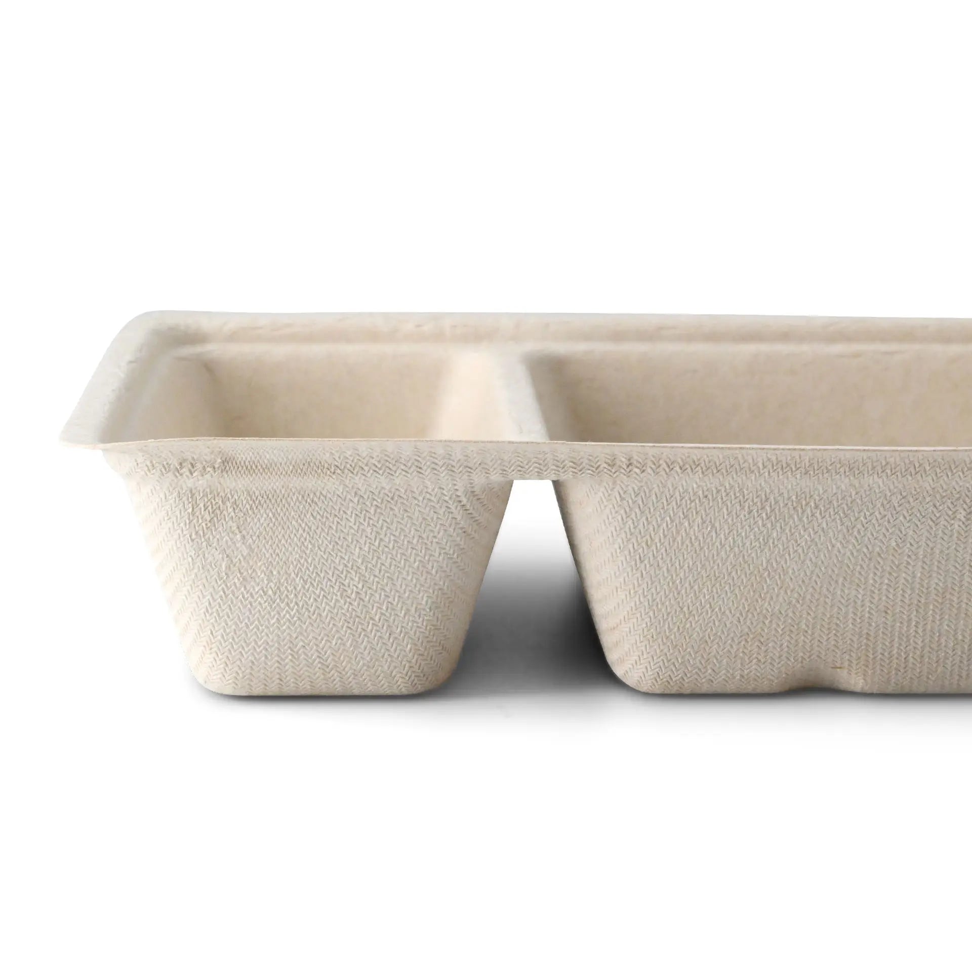 Bagasse chip tray, 2 compartments, 12 x 20 x 3.5 cm