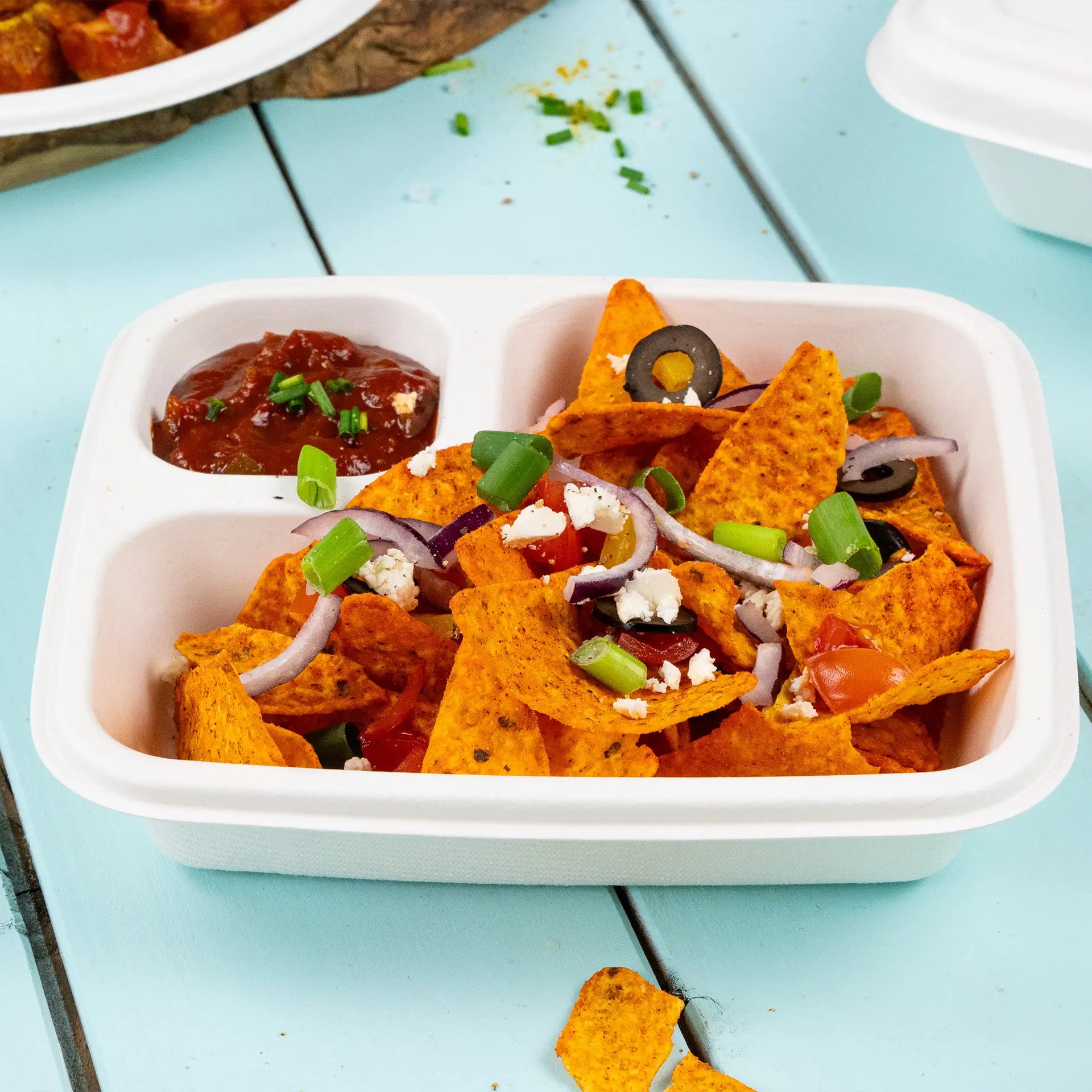 Dip-Teller aus Zuckerrohr 16,5 x 19 cm, rechteckig