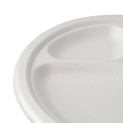 Ø 22 cm, Sugarcane-menu plate 3 compartments, round