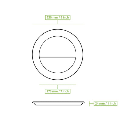 Menüteller aus Zuckerrohr Ø 22 cm, 2 Kammern, rund