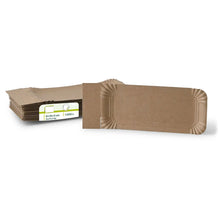 Pappteller mit Abriss 8 x 18 + 3 cm, braun, rechteckig