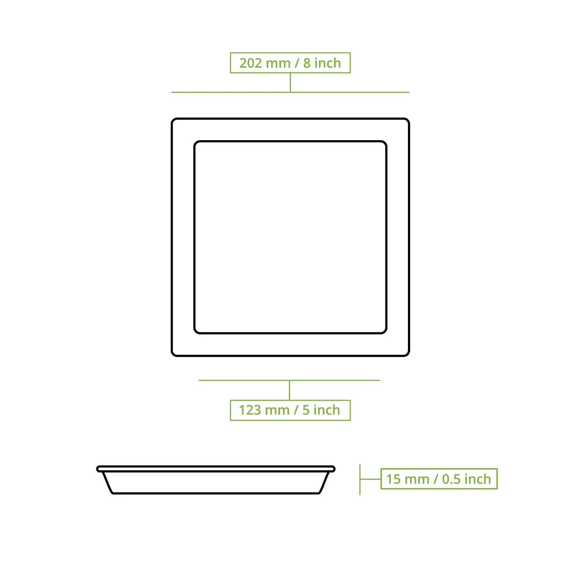 Teller aus Zuckerrohr 20 x 20 cm, quadratisch