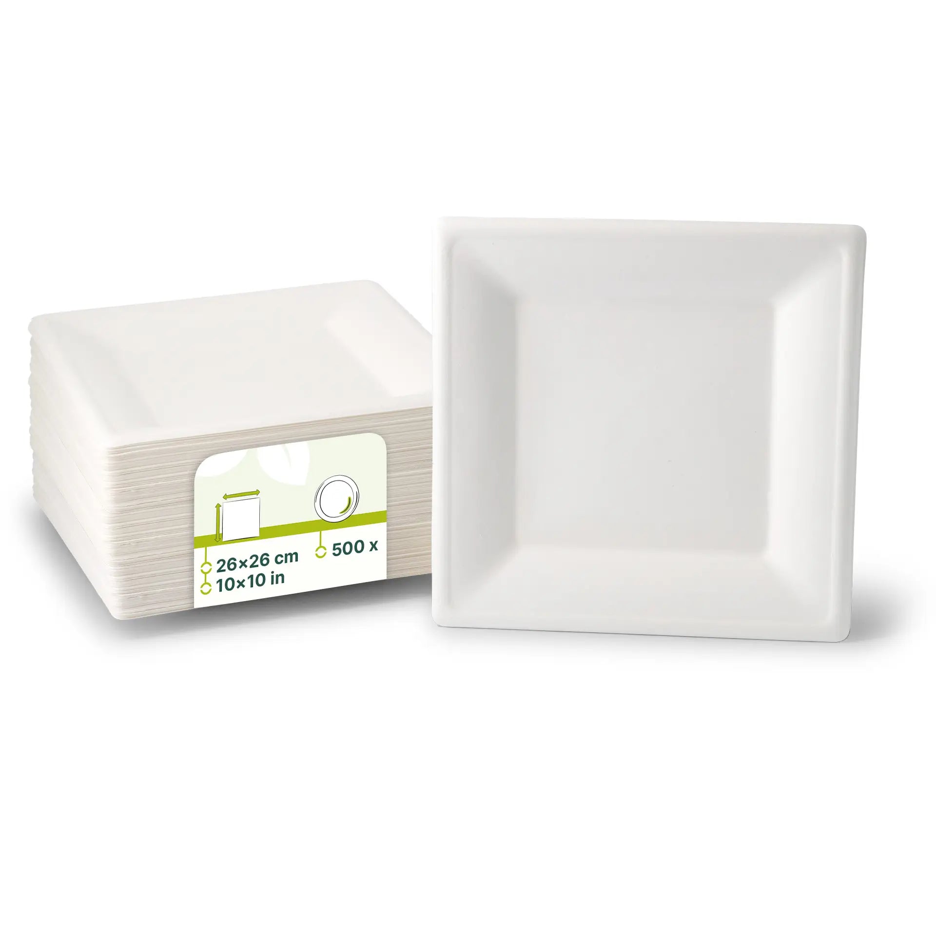 Teller aus Zuckerrohr 26 x 26 cm, quadratisch