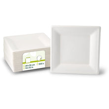 Teller aus Zuckerrohr 26 x 26 cm, quadratisch