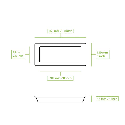 Teller aus Zuckerrohr 26 x 13 cm, rechteckig